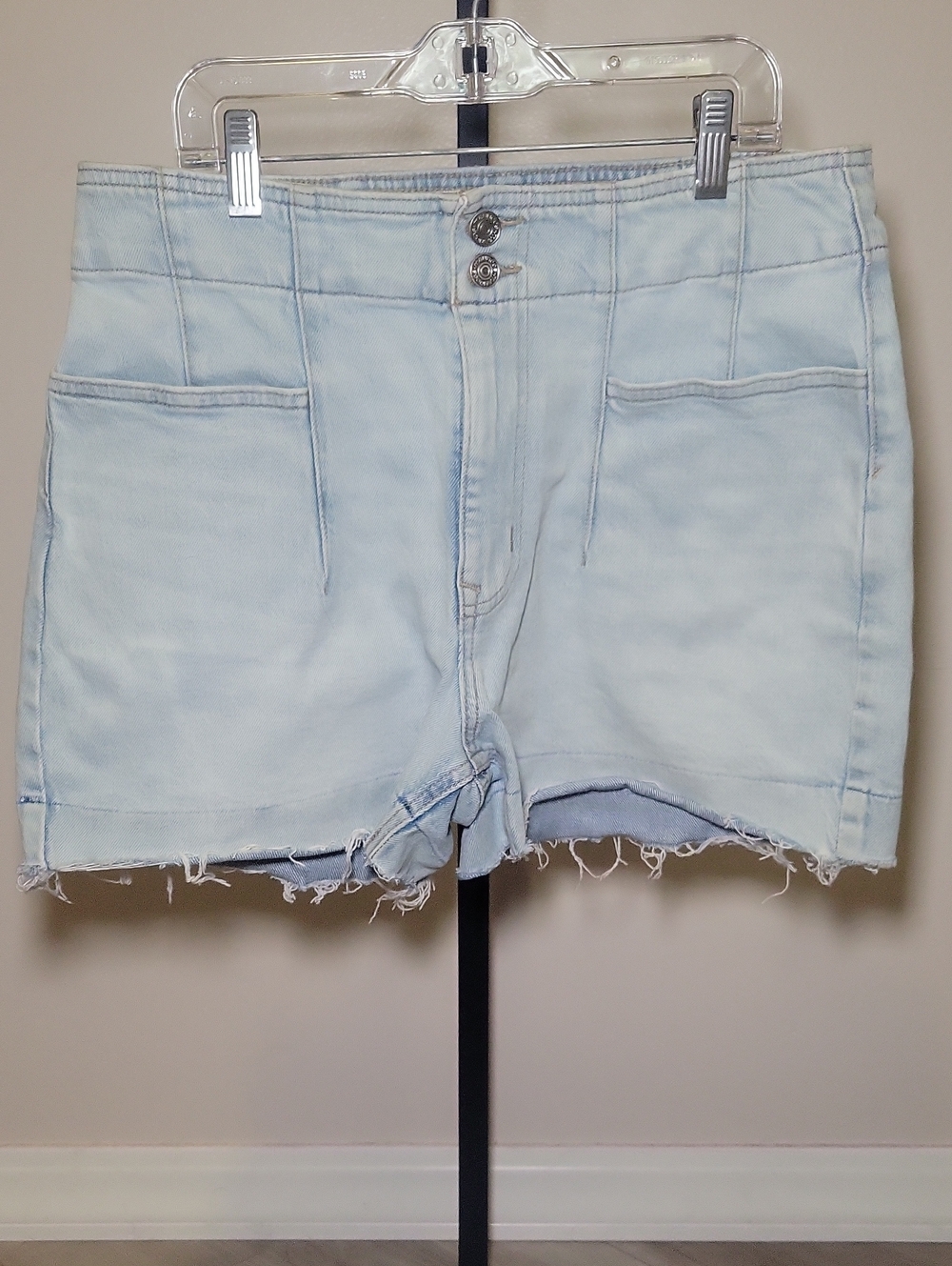 Maurices Light Blue High-Rise Denim Shorts with Raw Hem